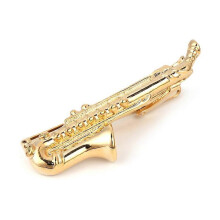 (As show, One size) Saxophone Men Tie Clip Bar Necktie Pin Clasp Clamp Wedding Charm Creative Gifts