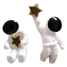 (As show, One size) Trendy Cat Catch Fish Dangle Earrings Space Astronauts Asymmetric Drop Earrings
