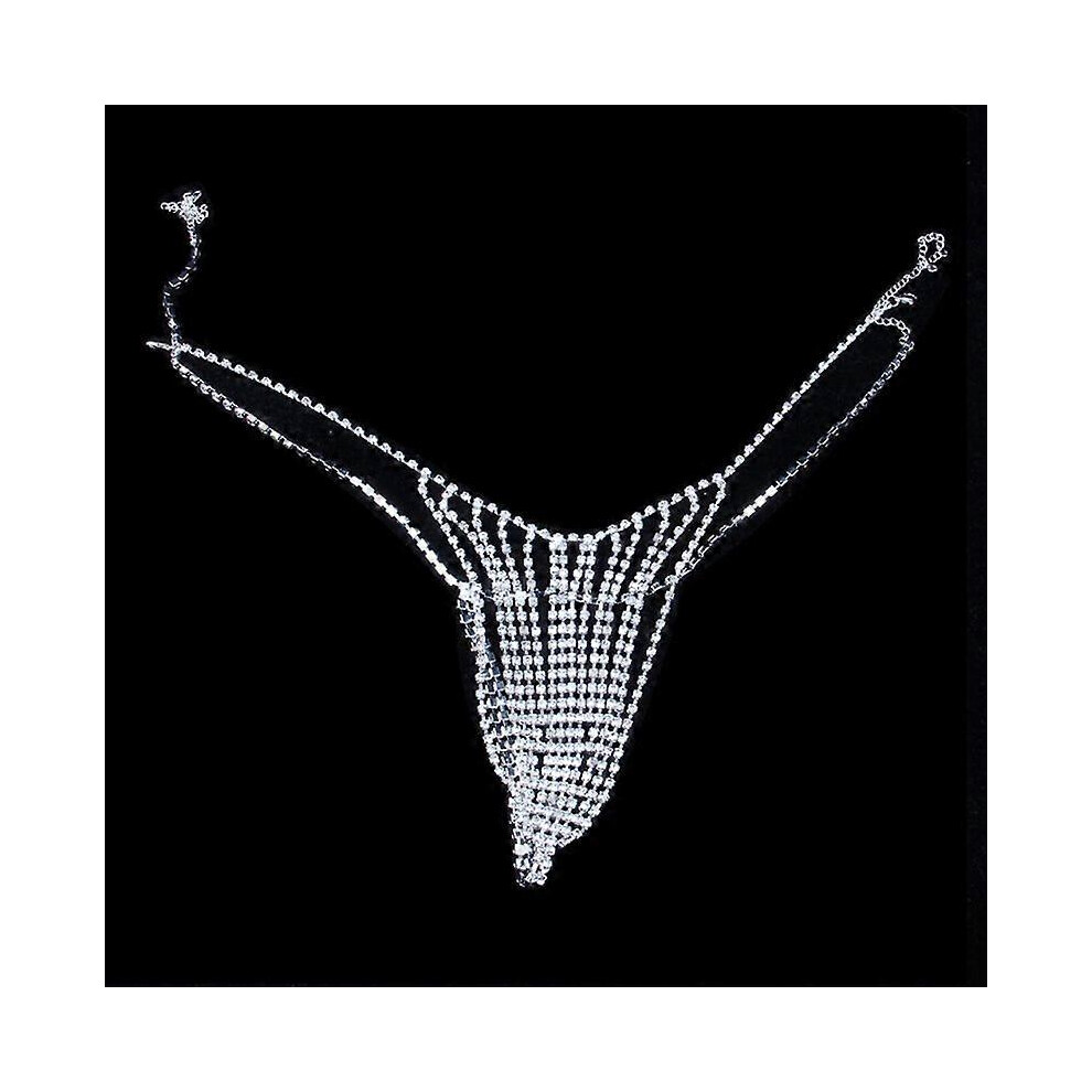 Furtalk (As Show, One Size) Bikini Underwear Belly Chain Attract Panties Chain Rhinestone Thong Body Chains