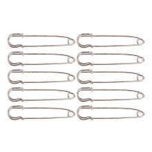(60mm, One size) Heavy Duty Safety Pins 10 Pcs/Set Silver Tone Large Strong Pinning Sewing Tools