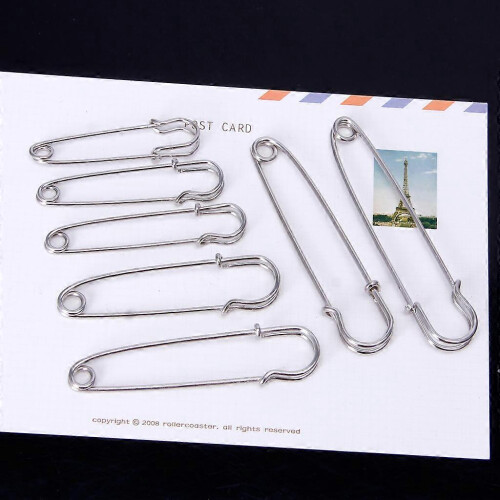 (45mm, One size) Heavy Duty Safety Pins 10 Pcs/Set Silver Tone Large Strong Pinning Sewing Tools 1