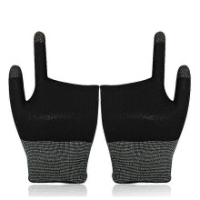 (Black, One size) 1 Pair Two-finger Gaming Finger Sleeves Seamless Mobile Game Gloves Sweat-proof Touch Screen Finger Cots for LOL/ROS/COD