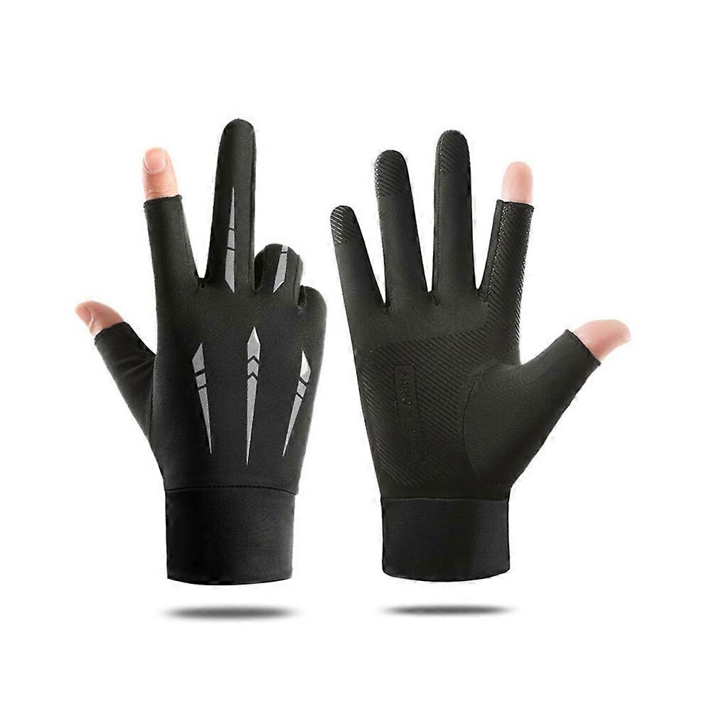 (Black, One size) Adult Solid Color Cycling Gloves Summer Cool Full Finger Touchscreen Gloves-image-OPC-PHPQBQN-NEW