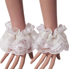 (Blue, One size) Detachable Wrist Cuffs for Women Fashion Pleated Cuff Fashion Fake Sleeve Cuffs