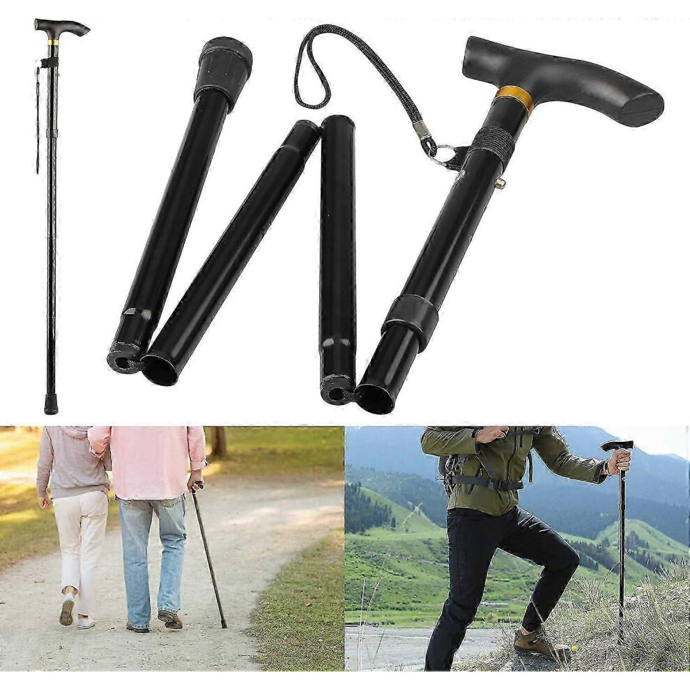 (As show, One size) Folding Cane - Lightweight Aluminum Unisex for Hiking Trekking Travel