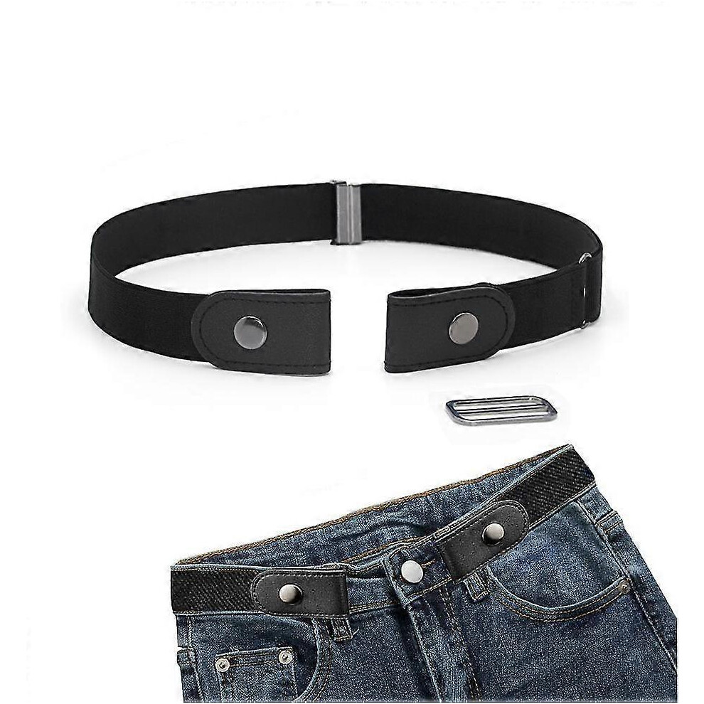 (As show, One size) 1pcs Adjustable Belt Without Buckle, Unisex Invisible Elastic Waistband, Stretchblack