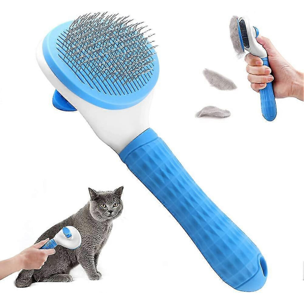 (As show, One size) Dog Brushes For Grooming, Dog Brush, Cat Brush, Pet Grooming Brush With Cleaningblue