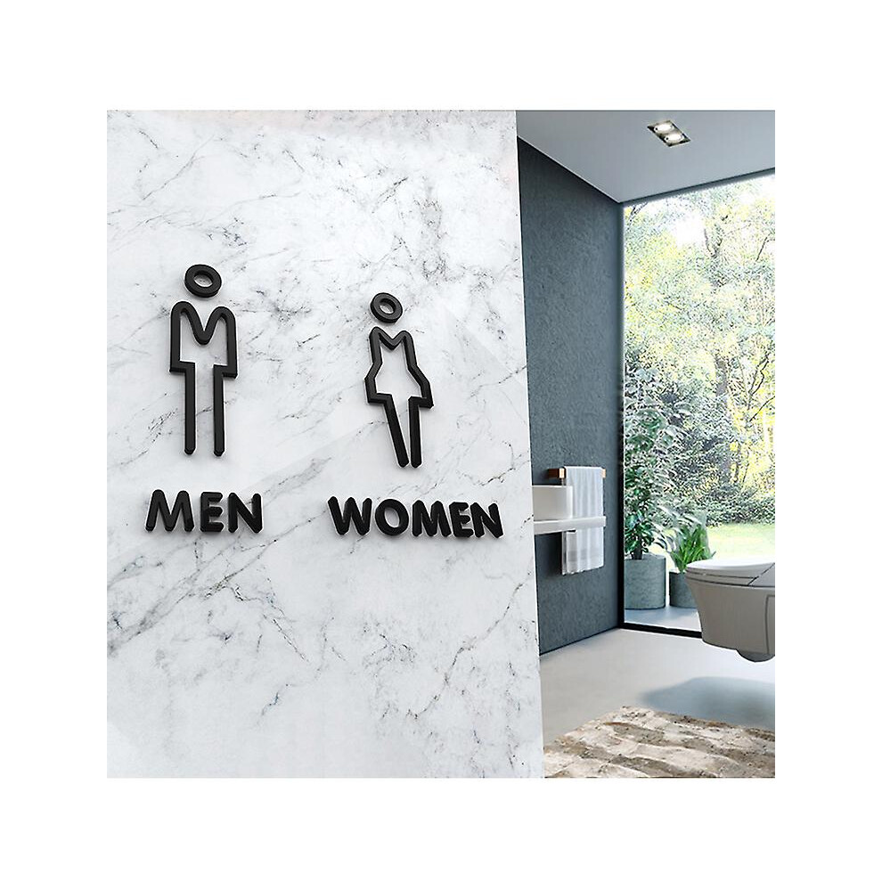 (As show, One size) Self-adhesive Ladies And Gentlemen Acrylic Symbol Toilet Signs For Hotel, Office, Home, Restaurant Black