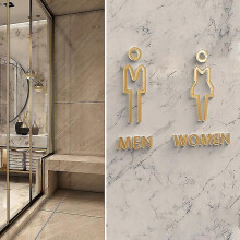 (As show, One size) Self-adhesive Ladies And Gentlemen Acrylic Symbol Toilet Signs For Hotel, Office, Home, Restaurant Gold