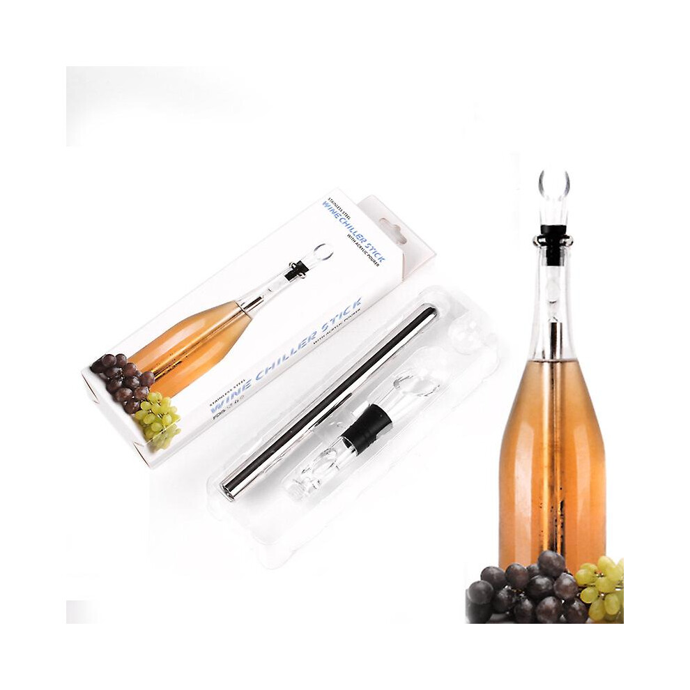 (As show, One size) Stick Wine Cooler With Aerator And Drip-free Pourer, Stainless Steel Bottle Cooler