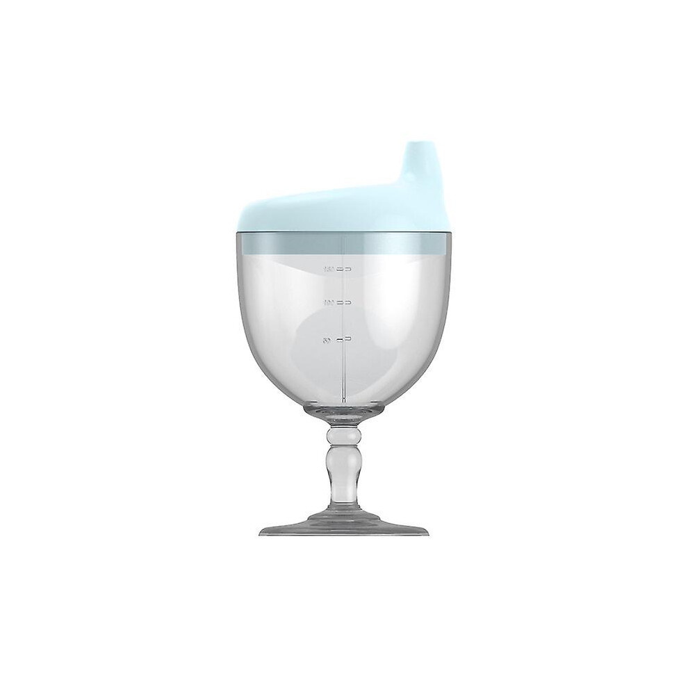 (As show, One size) Plastic Goblet Cup, Baby Sippy Cup Wine Glass, Beverage Mug Milk Bottle With Lid For Kidsblue