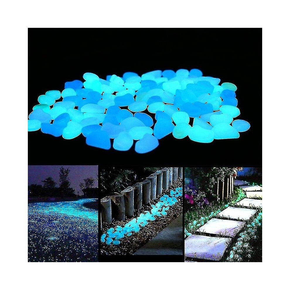 (As show, One size) 100pcs Luminous Stones For Outdoor Walkways Home Garden Yard Decor Fish Tank Pebble Rocks Glowing Stones Glow Ingreen