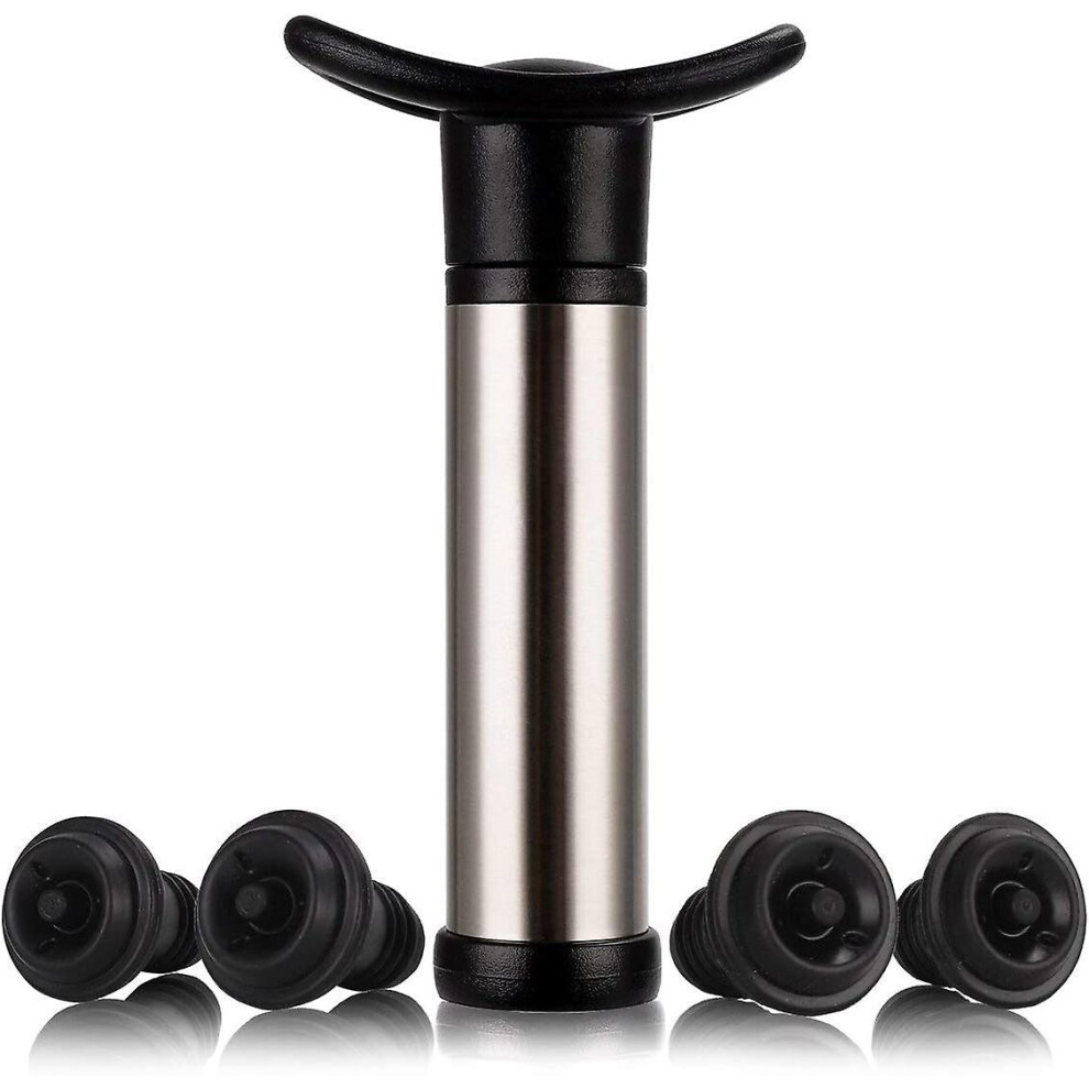 (As show, One size) Wine Pump Wine Saver Stainless Steel Vacuum Pump Used For Wine Preservation, The Wine Pump Is Used To Remove Air And Vacuum Wine Preservation, With 4