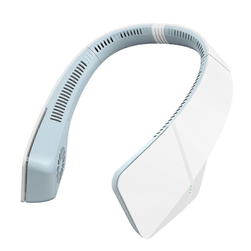 (As show, One size) Wearable Portable Neck Fan - Rechargeable USB Silent Leafless 3 Speeds