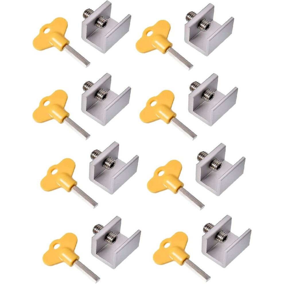 (As show, One size) Window Locks, 8 Pack Aluminum Sliding Window Locks, Adjustable Frame Security Lock For Sliding Door With Keys(b