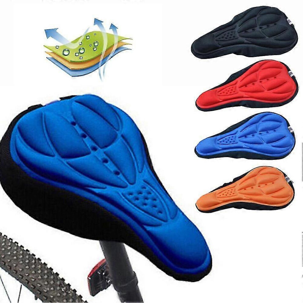 (As Show, One Size) Mountain Bike Saddle Breathable Cushion Cover Road Bike Thickened Soft Cycling Seat Mat 3D Sponge Polymer Bicycle Saddle Seat Blac Black