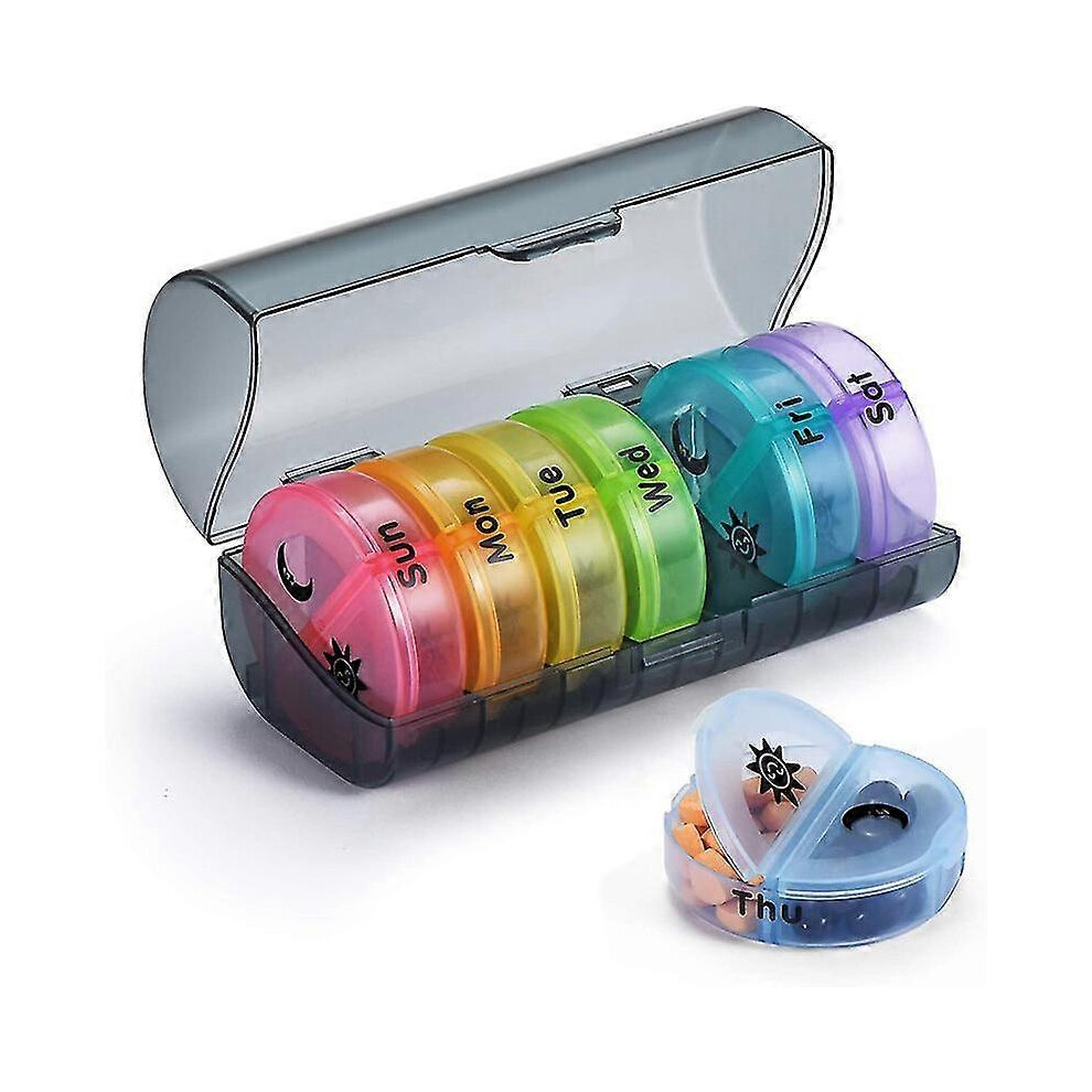 (As show, One size) Daily Pill Organizer,weekly Am-pm Pill Box,7 Day Pill Boxes  Medicine Case Black