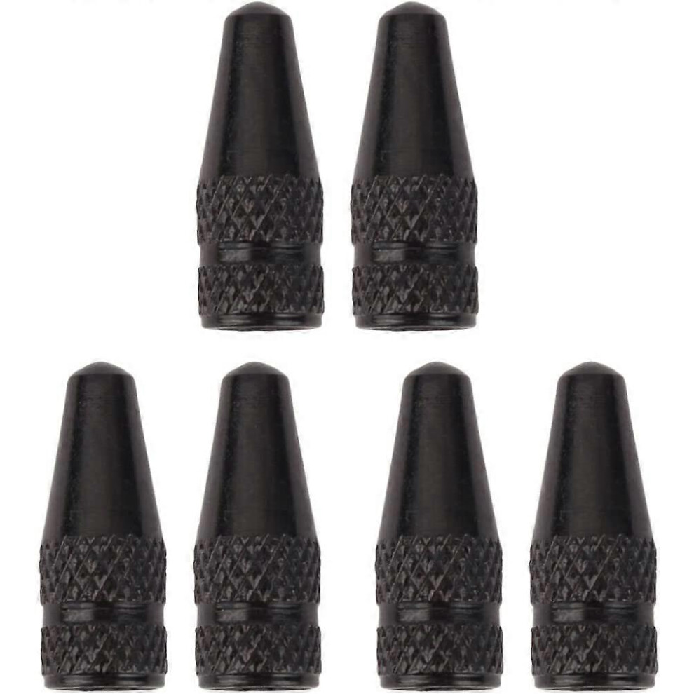 (As show, One size) Bicycle Tire Valve Caps French Wheel Bicycle Dust Covers Black Valve Cap (6 Pack)