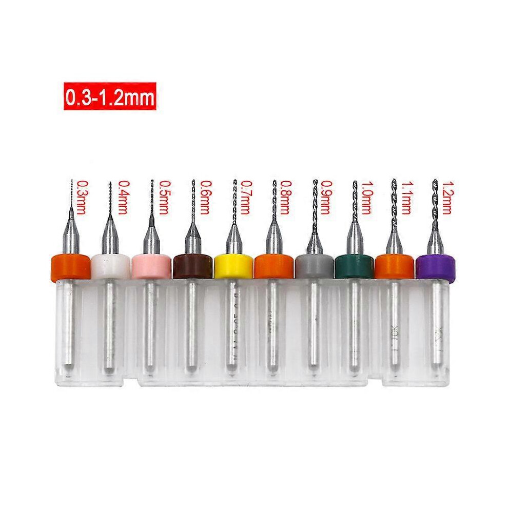 (As show, One size) 10PCS Mini PCB Drill Bits 0.3-1.2mm, Carbide Spiral Flute Carbide Micro Drill Bits Rotary Tool Jewelry CNC Board Power Engraving