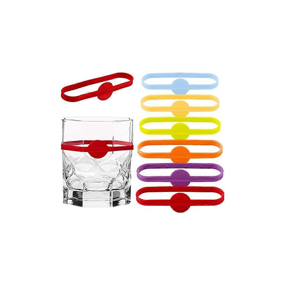 (As show, One size) 24 Pieces Drink Markers, Glass Cup Wine Glass Bottle Strip Tag Marker, Silicone Drink Markers Wine Glass Charms Markers Tags for Cups Dentification, C