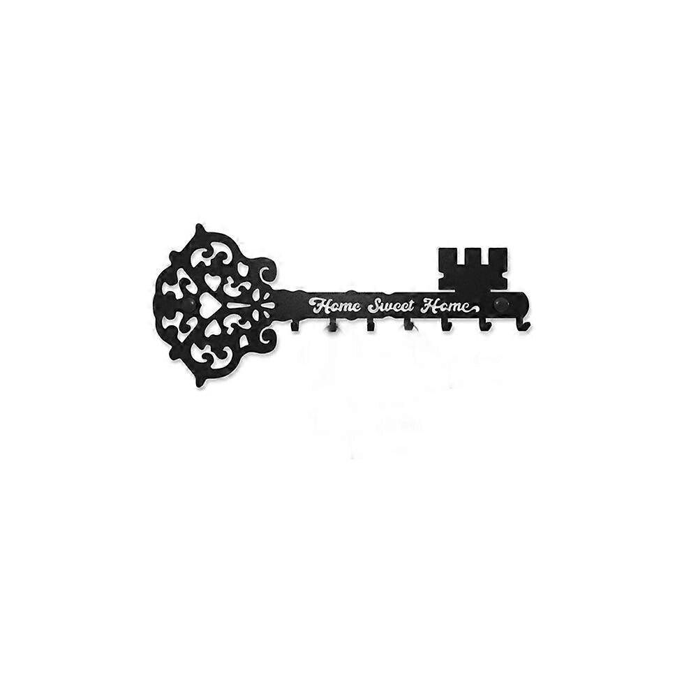 (As show, One size) Sweet Home Decorative Wall Mounted Key Holder (7 Hooks), Metal Coat Hook for Front Door, Kitchen or Garage | Storage for House, Work, Car, Vehicle Key
