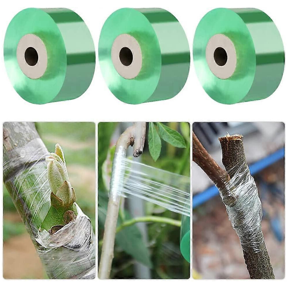 (As show, One size) Nursery Tape 100m x 3 Rolls Self Adhesive Grafting Tapes, Repair Tape for Garden Grafted Fruit Tree Plants