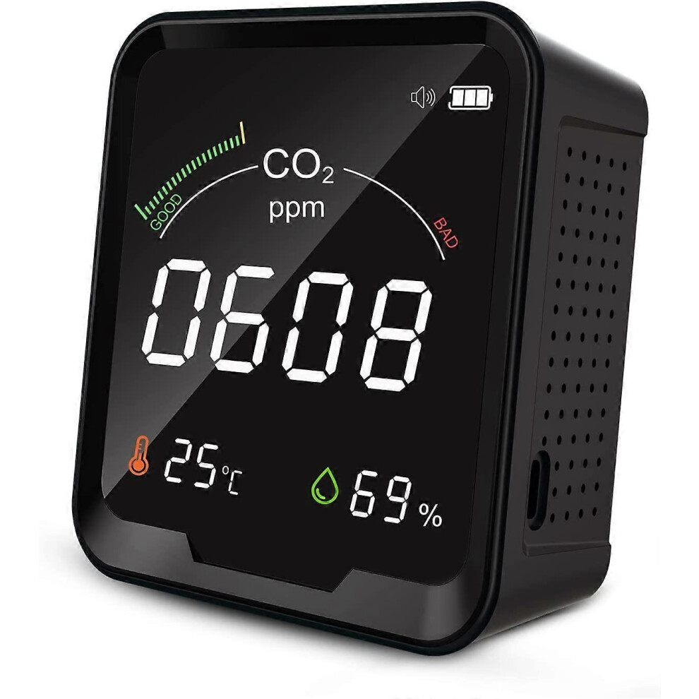 (As show, One size) CO2 Monitor, CO2 Detector, Carbon Dioxide Sensor, Indoor Air Quality Monitor with Thermometer and Hygrometer
