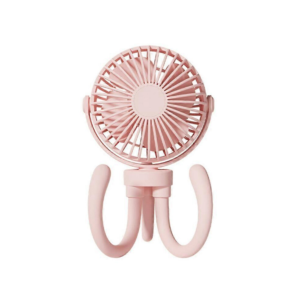 (As Show, One Size) Portable Baby Stroller Fan Clip, Usb Rechargeable Portable Fan- Pink
