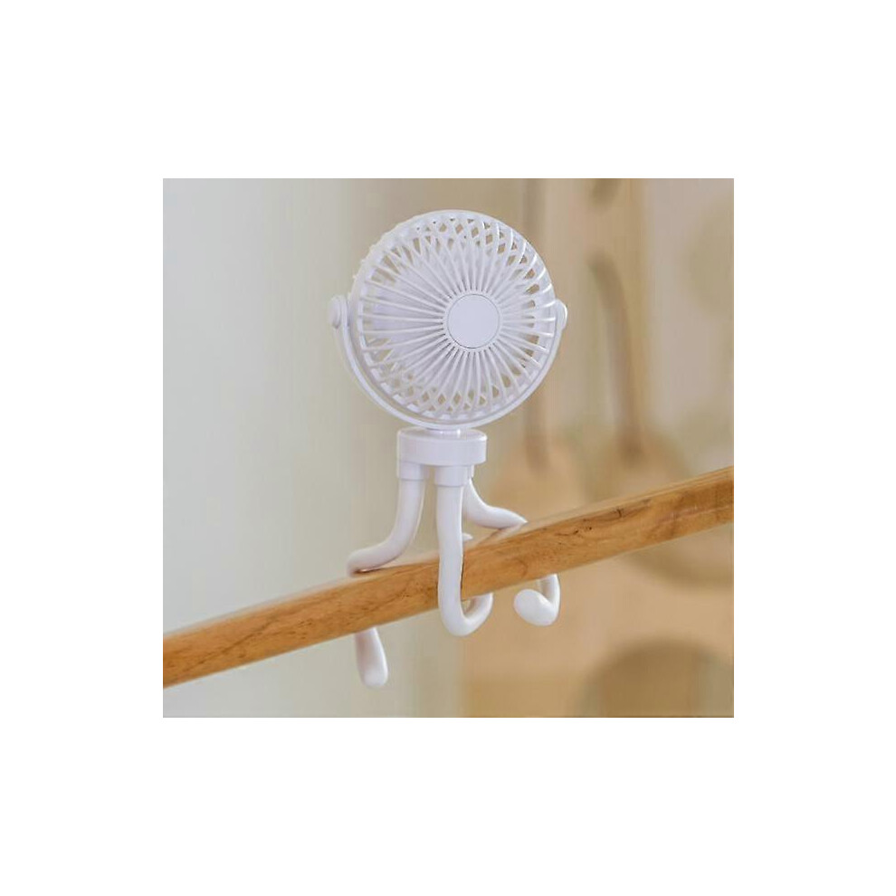 (As Show, One Size) Portable Baby Stroller Fan Clip, Usb Rechargeable Portable Fan- White