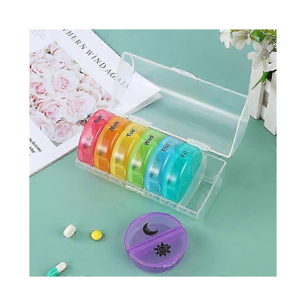 (As show, One size) Weekly AM-PM Pill Organizer 7 Days