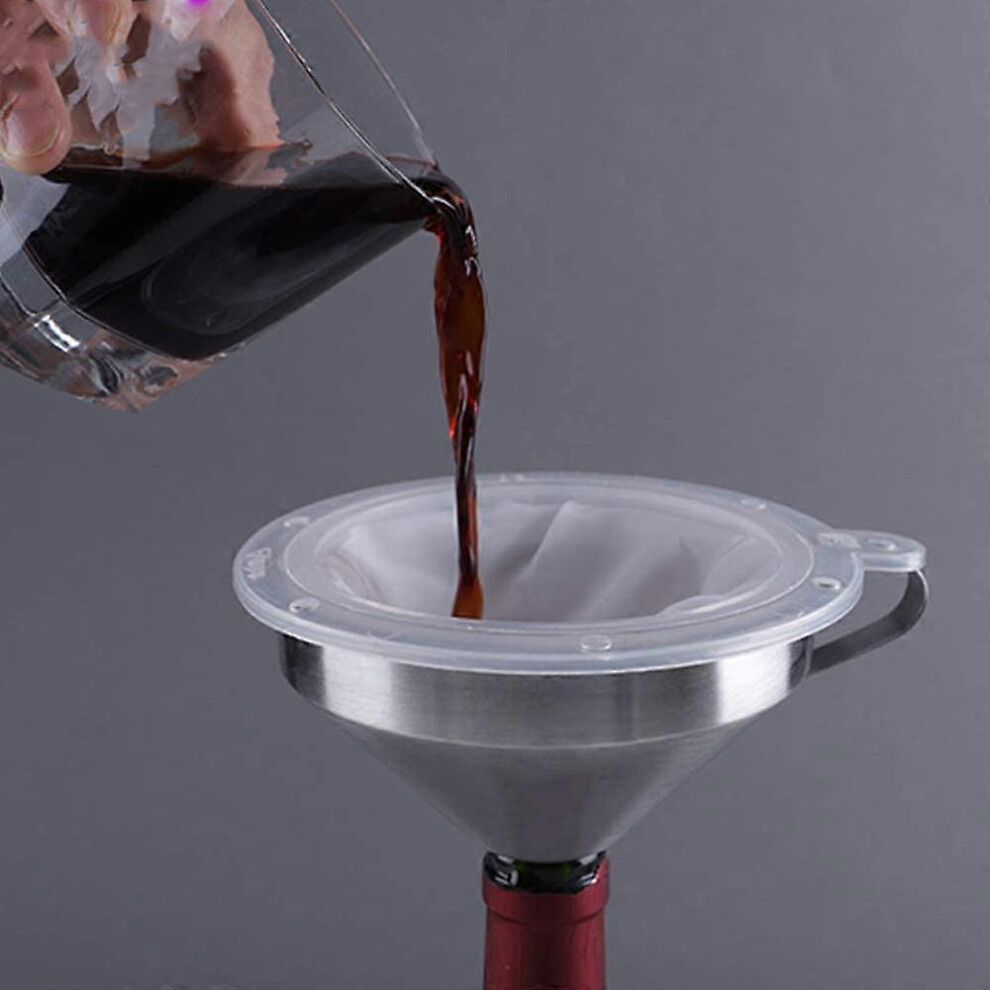 (As show, One size) 4 Pieces Food Strainer Jam Strainer Compatible with 15cm Kitchen Funnel for Wine/Liquor/Enzymes (200 Mesh / 400 Mesh)