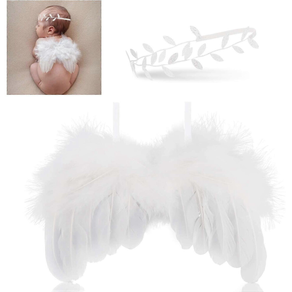 (As show, One size) angel wings with Flower headband set, newborn photography props, Baby newborn photography prop props