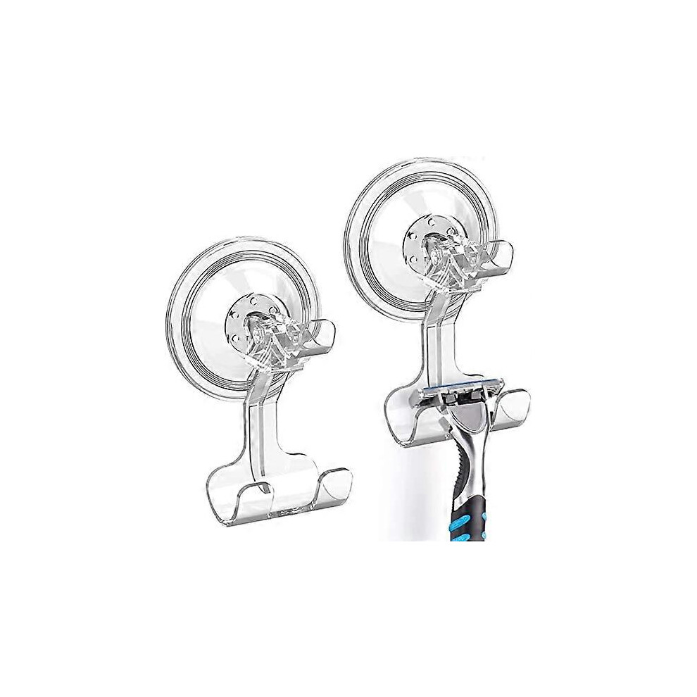 (As show, One size) 2 Pack Shower Suction Hooks, Detachable and Reusable Shaver Hooks for Shower, Waterproof, Powerful, Suction Cup Holder for Towel,