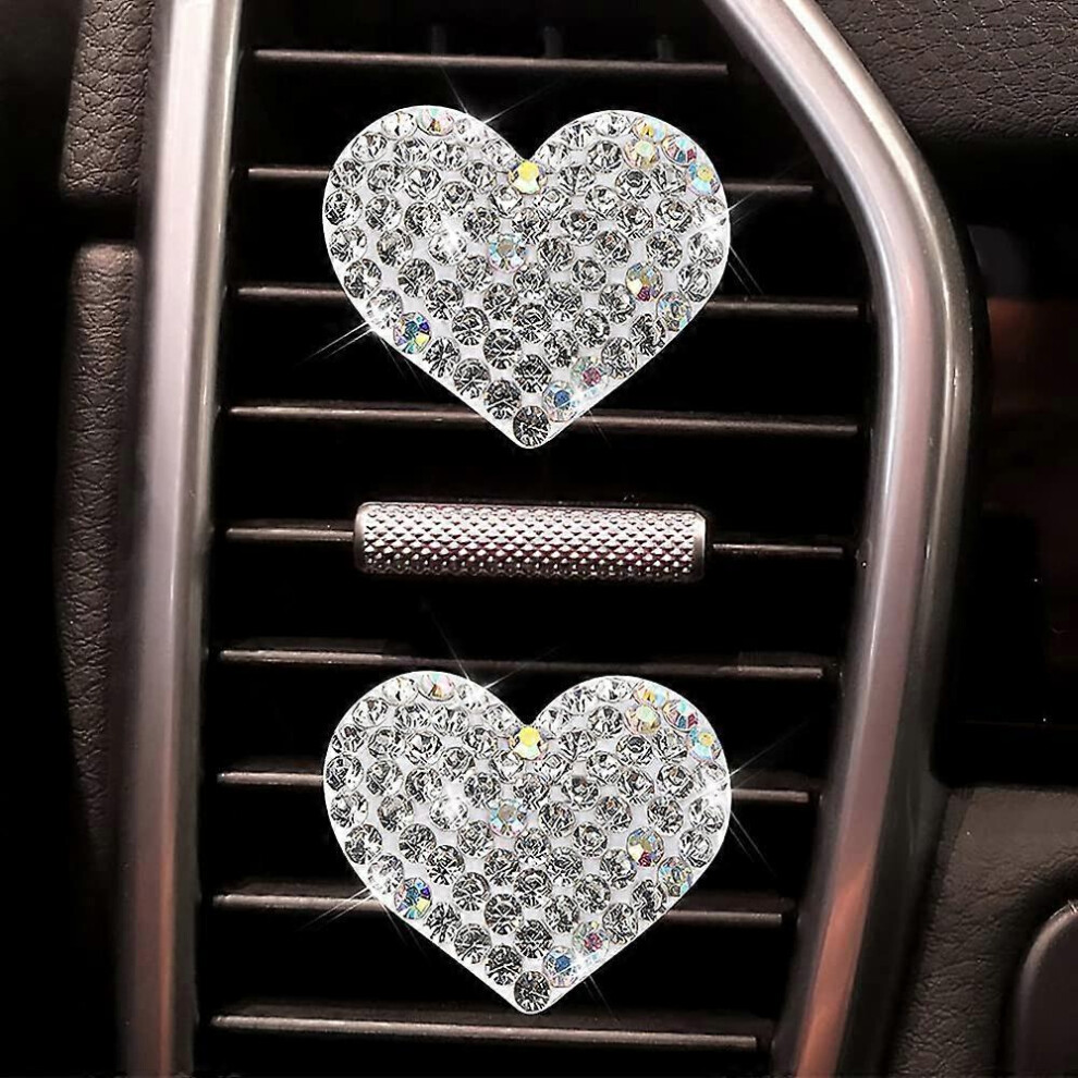 (As show, One size) 2 Pack Car Air Vent Charms, Crystal Car Diffuser Vent Clip, Rhinestone Oil Diffuser Vent Clip, Car Air Fresheners for Women, Bling