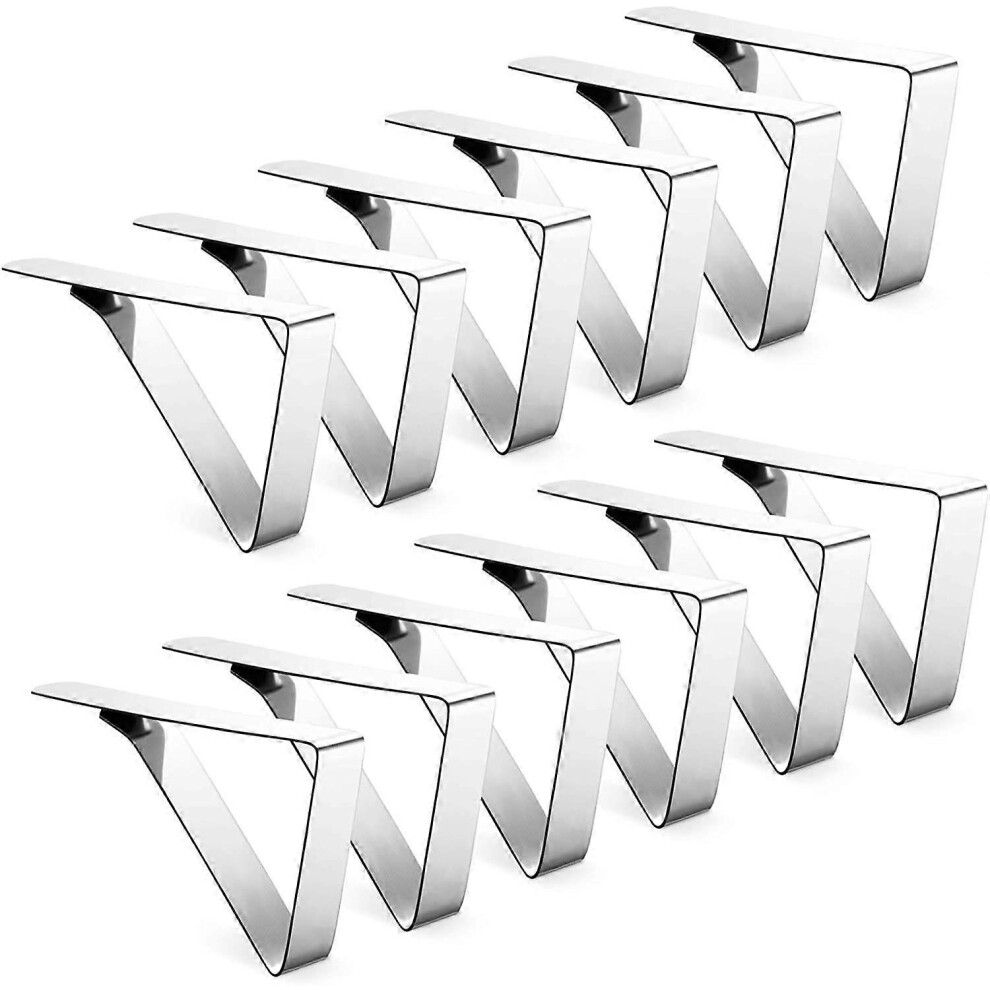 (As show, One size) 12 Pack Tablecloth Clips - Heavy Duty Picnic Table Clips, Stainless Steel Tablecloth Cover Clips, Tablecloth Holders Ideal for Res