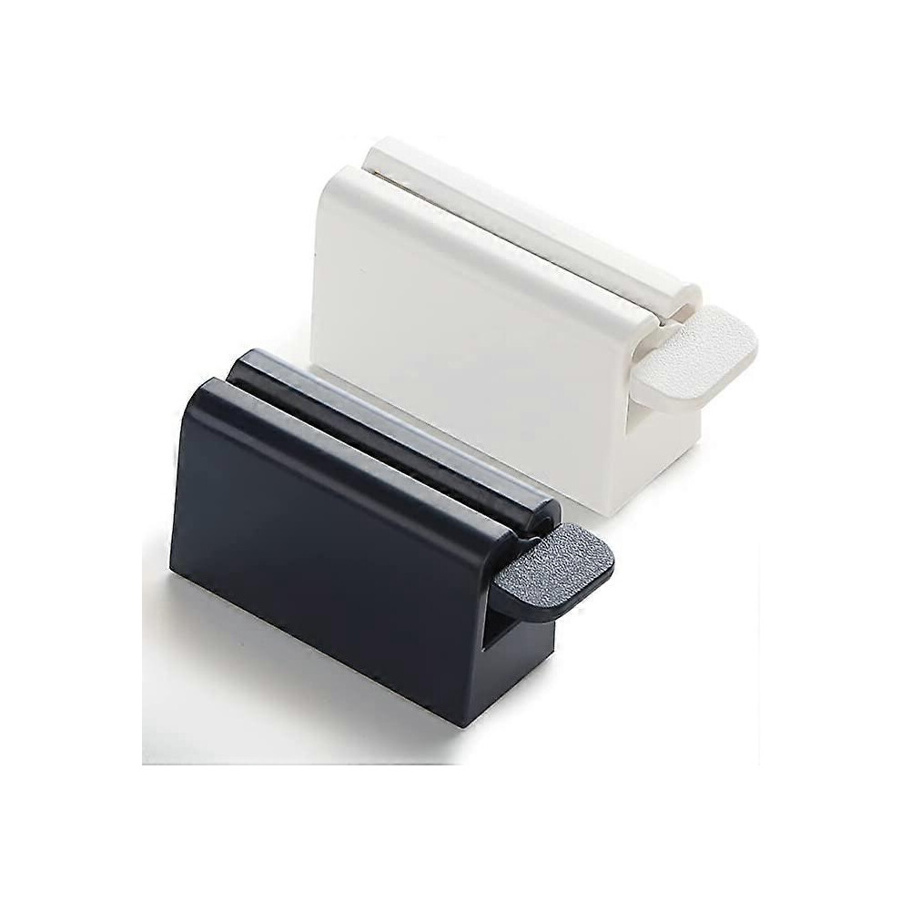 (As show, One size) Wheeled Citrus Squeezer, 2pcs Toothpaste Tube Squeezer Toothpaste Seat Holder Roll Holder Rotation Dispenser for Bathroom (White a
