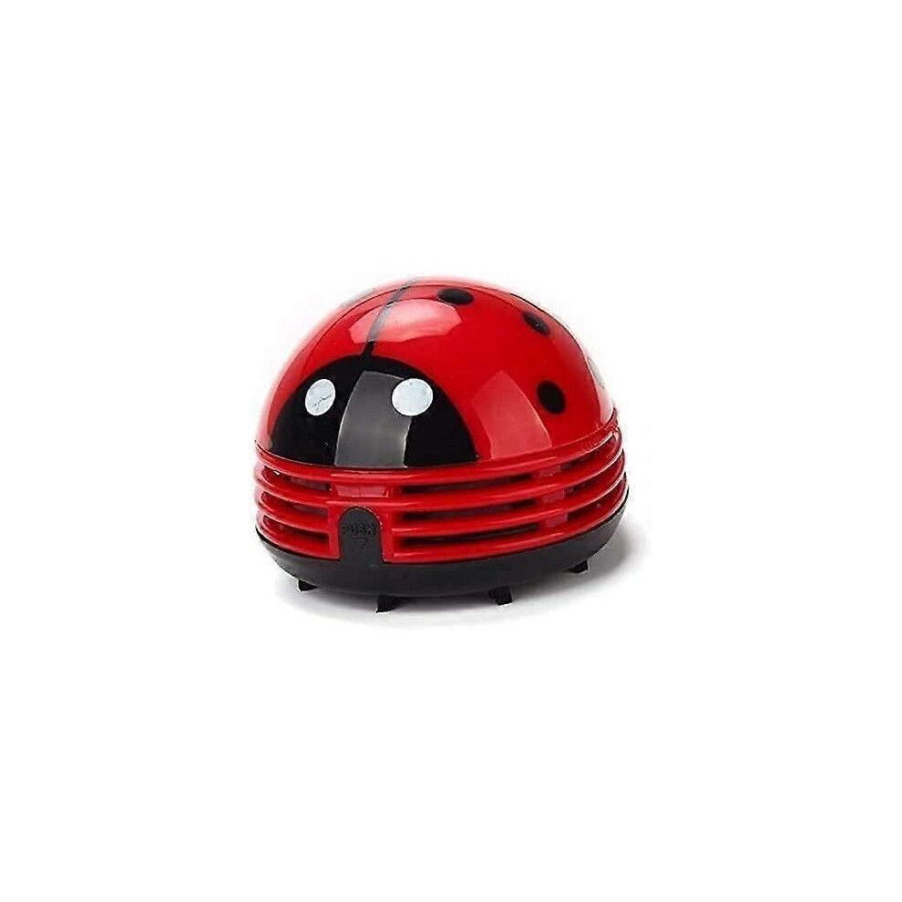 (As show, One size) Cute Portable Mini Cartoon Desktop Vacuum Cleaner Debris Sweeper (Red Ladybug)