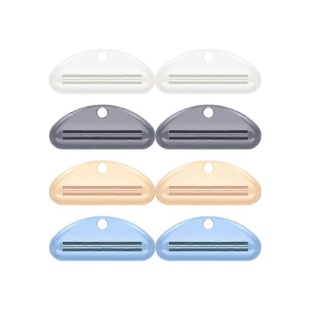 (As show, One size) 8pcs Bathroom Toothpaste Tube Toothpaste Clips (Yellow, Grey, Blue, White)