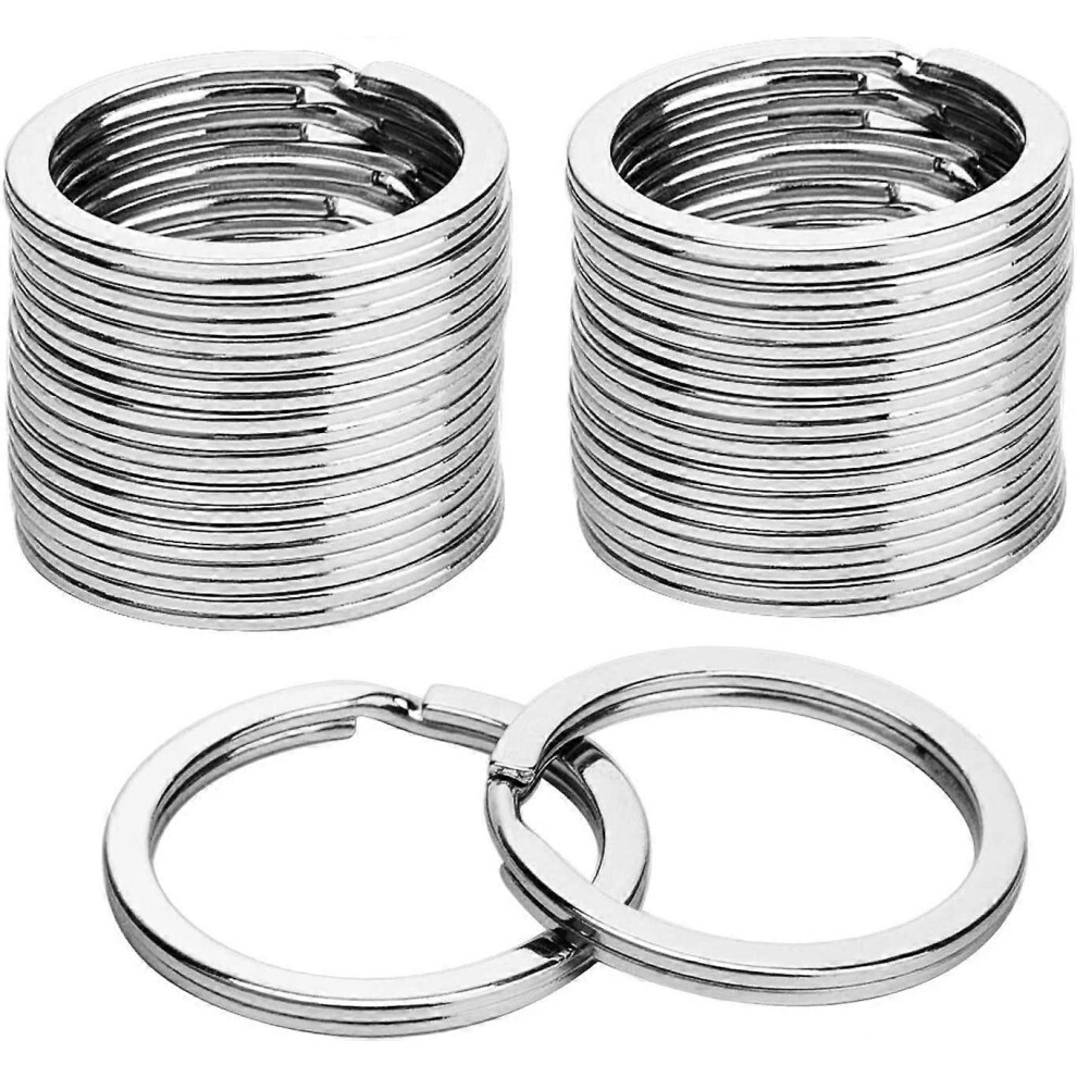 (As show, One size) 100 Pieces Flat Key Chains 1.2 Inch, 304 Stainless Steel Metal Keychain Ring Split Key Ring Flat Ring for Home Car Office Key Attachment