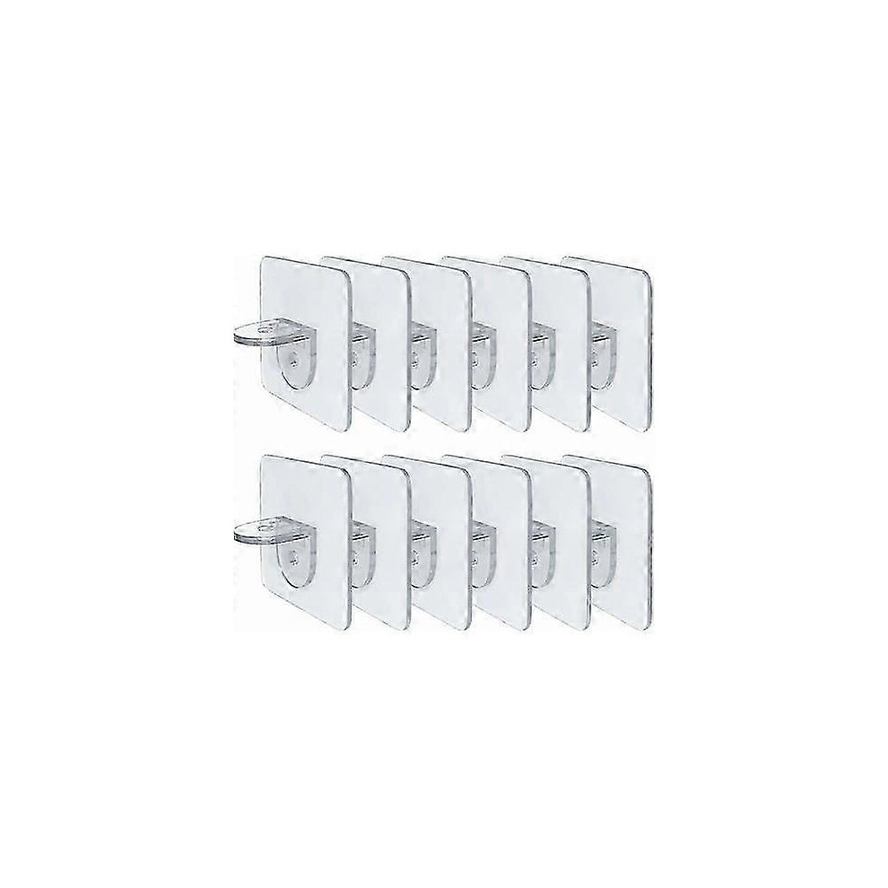 (As Show, One Size) 12-Pack Self-Adhesive Shelf Brackets For Glass Shelves 4632480836464