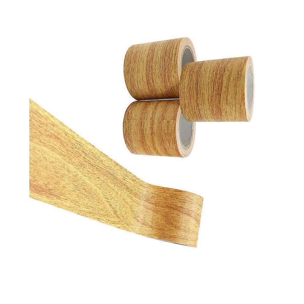 (As show, One size) 1Pcs Roll Realistic Wood Grain Repair Duct Tape Furniture Renovation Skirting LineW:8CM*L:4.57Mgold