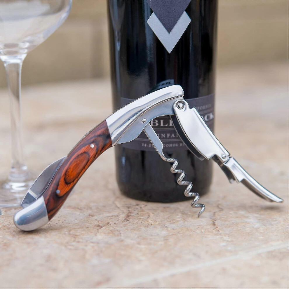 (As show, One size) Professional Waiters Corkscrew Wine Bottle Opener With Wood Handle