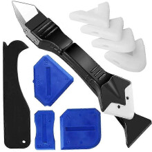 (As show, One size) 3 in 1 Grout Scraper Sealant Remover and Smoother for Bathroom and Kitchen