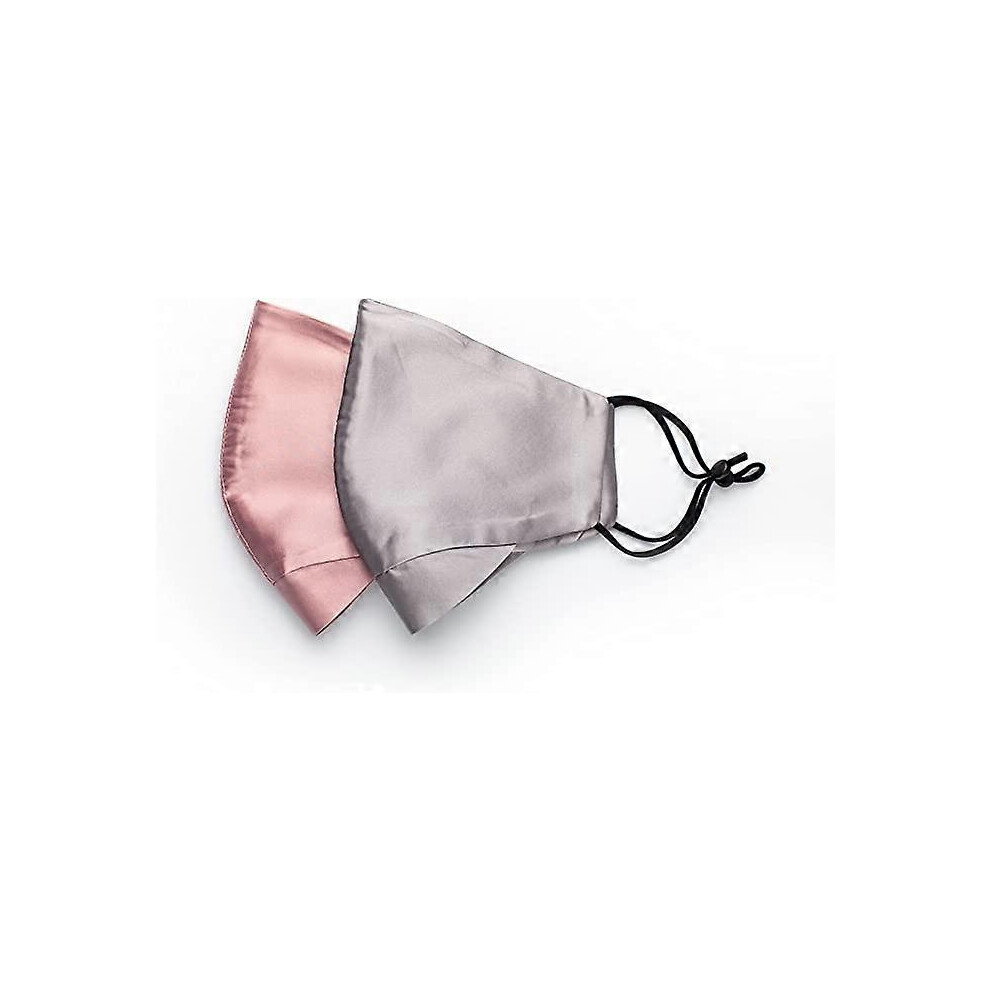 (As show, One size) Lot de 2 masques 100 % soie de mrier, 2 couches, avec sangle de nez  Lavable et rglable, rutilisable, confortable, respirant, anti