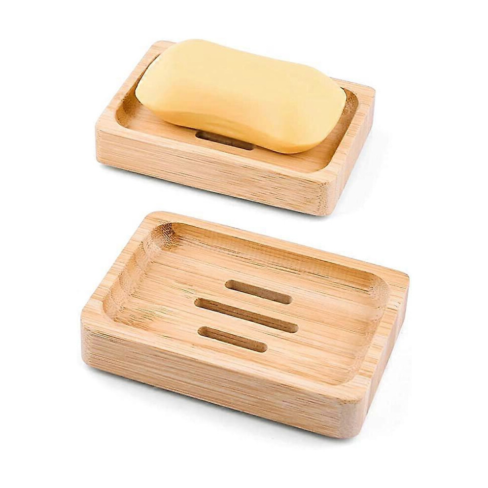 (As show, One size) 2 pices porte-savon en bois de bambou naturel porte-savon pour cuisine salle de bain ponge savon