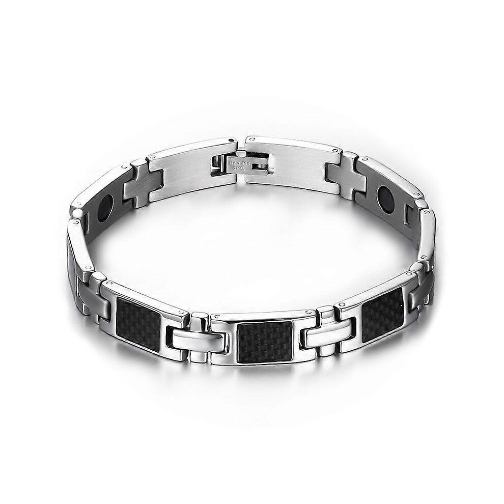 (As show, One size) Bracelet Homme Bracelet Grav Acier Inoxydable Personnalis Bracelet Femme Personnalis Aiguilles Acier Titane avec Fibre de Carbone