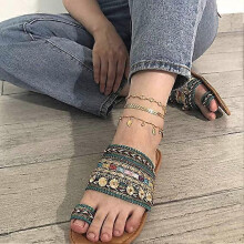 (As show, One size) Feuille Zircon Cheville Femmes Multicouche Plage Cheville Femmes et Filles Bijoux Accessoires Cadeaux D'anniversaire Cadeaux De Vacances