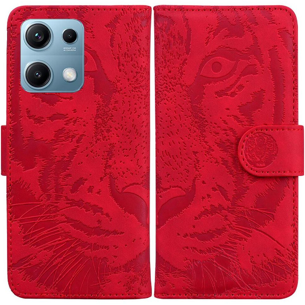 (Red) Flip Case For Xiaomi Mi Note 14S 4G Leather Wallet Embossed Cute Tiger Kickstand Protective Red 764563662739