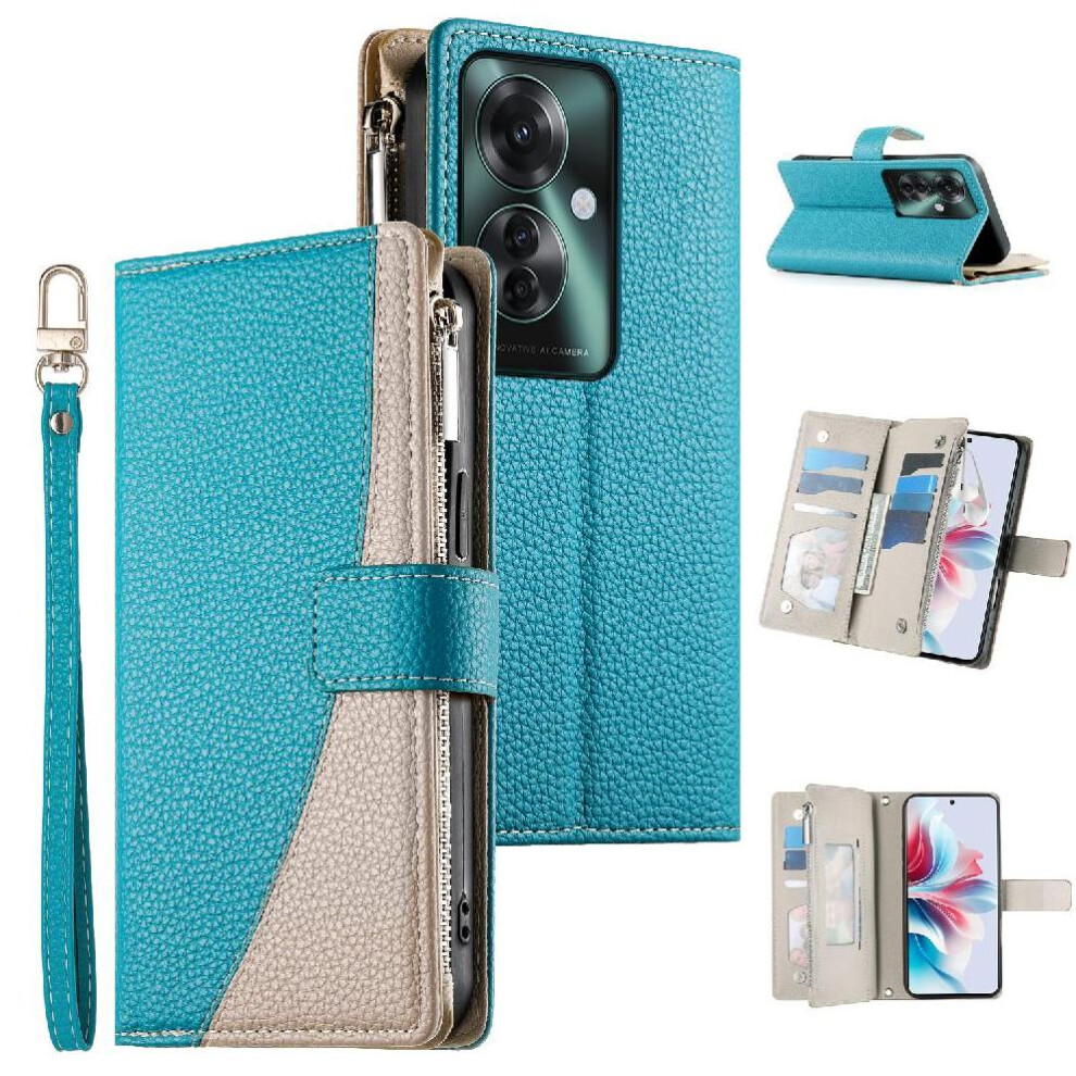 (Green) Flip Case For Oppo Reno 11F 5G Wallet Card Slots Leather Case Elegant Green 764563663286