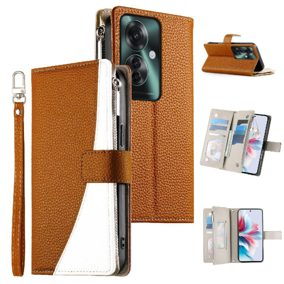 (Brown) Flip Case For Oppo Reno 11F 5G Wallet Card Slots Leather Case Elegant Brown 764563663309